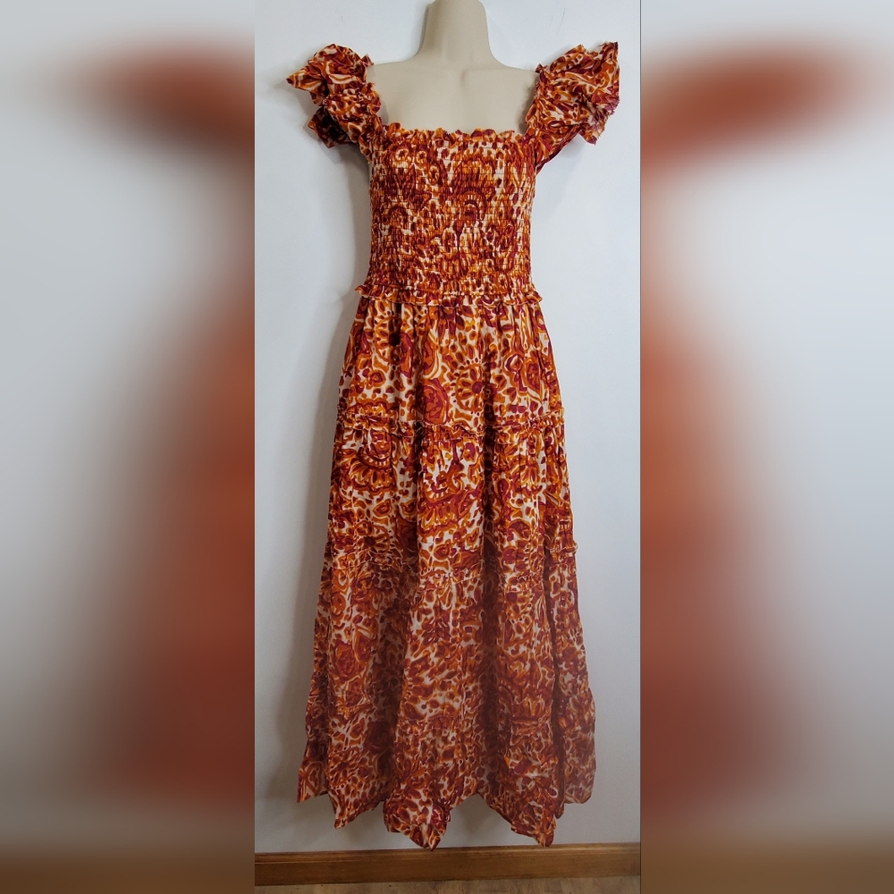 House of Harlow 1960 Red Orange Floral Maxi Dress